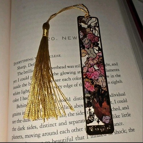 Pink floral metal bookmark - floral,