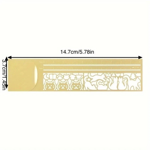 Kawaii cat ruler hollow metal - kawaii,