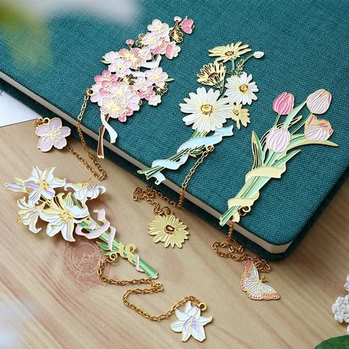Cherry tulip metal bookmark - cherry,