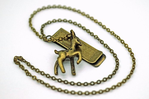Metal bookmark bronze - metal, chain