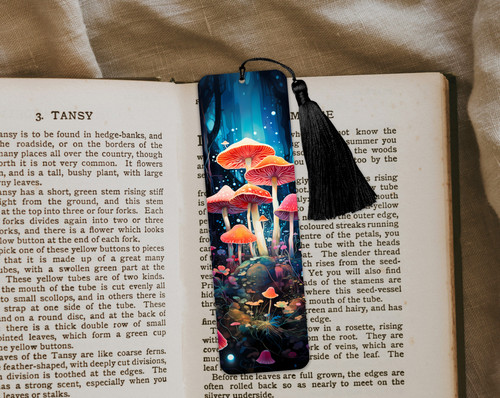 Mushroom aluminium bookmark - aluminium,
