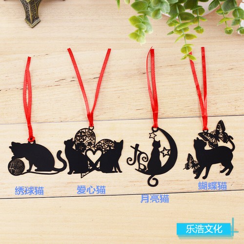 Cat bookmark black metal - bookmark,